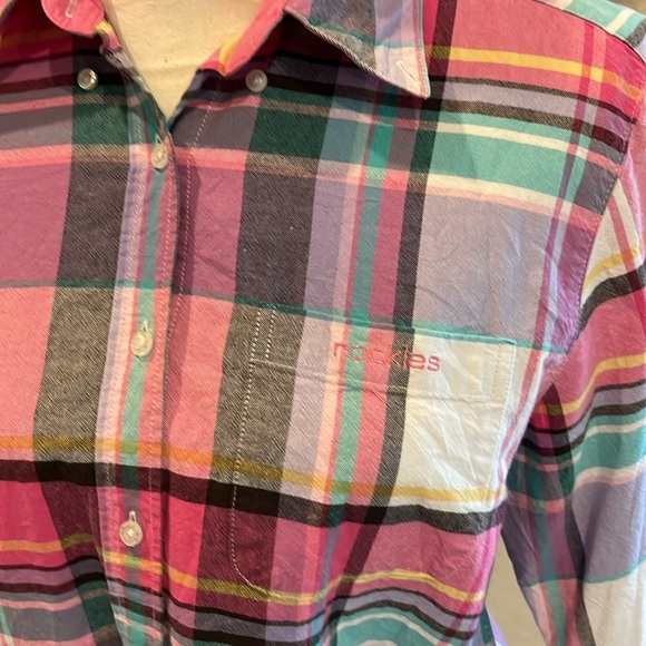 Rockies Long Sleeve Western Style Button Down Plaid Shirt Size M - Picture 3 of 16
